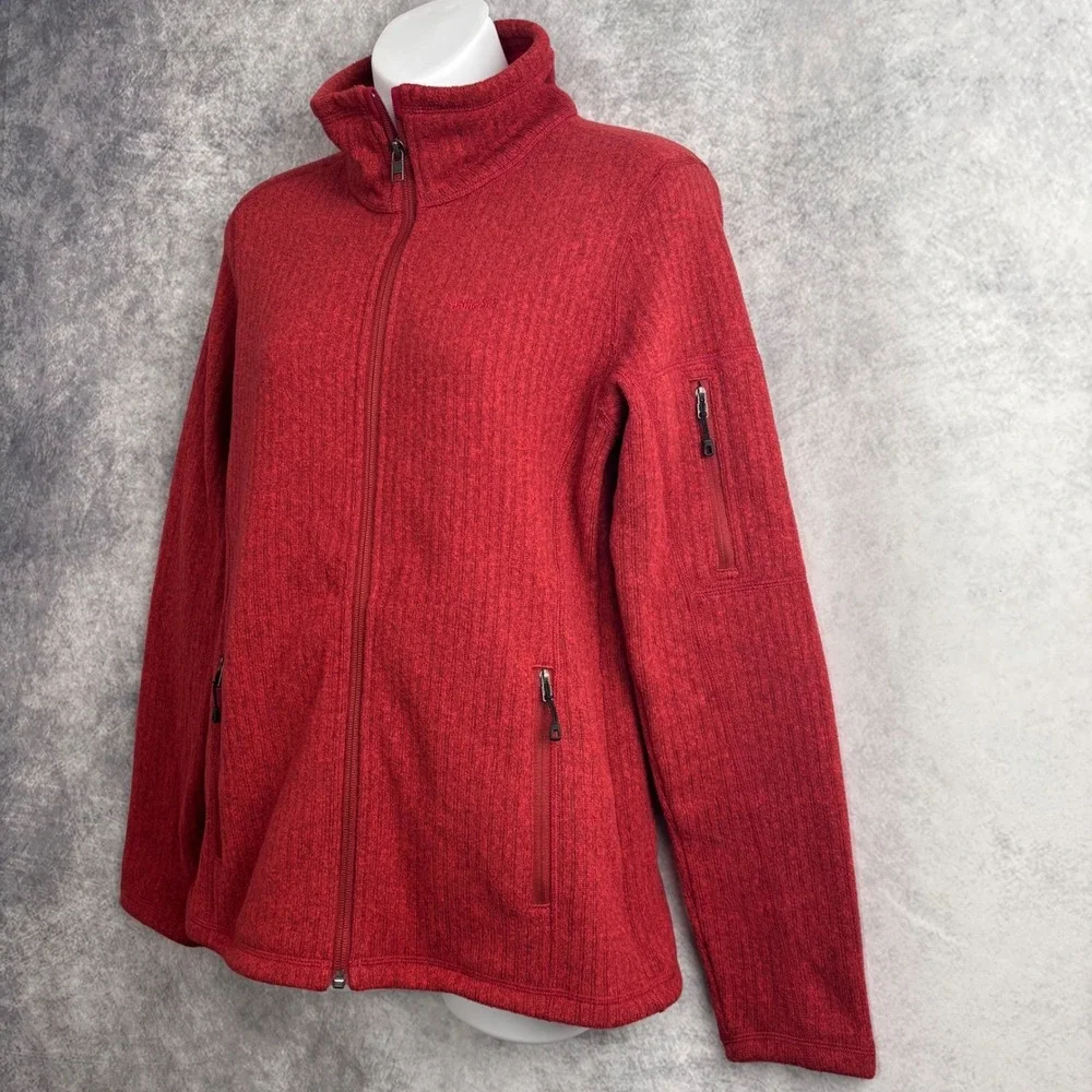 Patagonia‎ Women's Ribbed Knit Cables Full Zip Jacket in Cochineal Red Medium